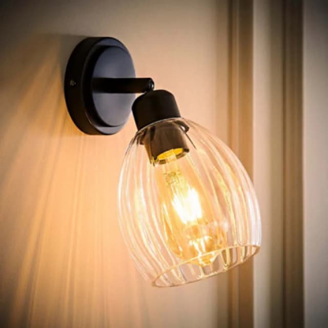 ValueLights ValueLights Cheltenham Ribbed Glass Dome Adjustable Spotlight Wall Light with Bulb in Black One Size Unisex 5059406071171