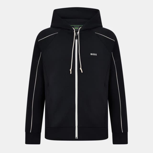 Boss Mens Saggy Green Full Zip Cotton Zip Hoodie Black male S