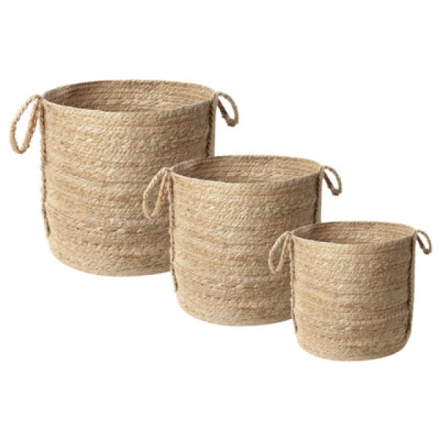 Beliani Set Of 3 Baskets Wadh Jute Natural