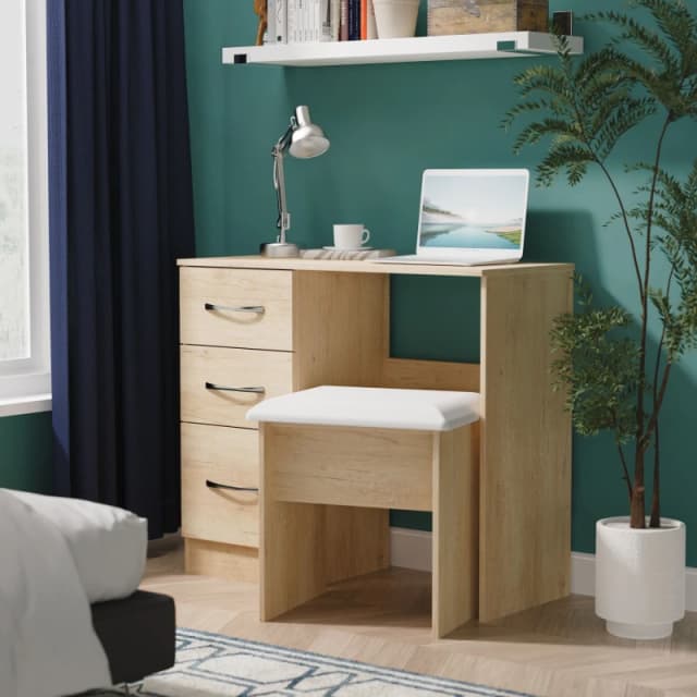 Ready Assembled 2 U Hampshire 3 Drawer Vanity (Ready Assembled) in Light Brown Light Brown Unisex