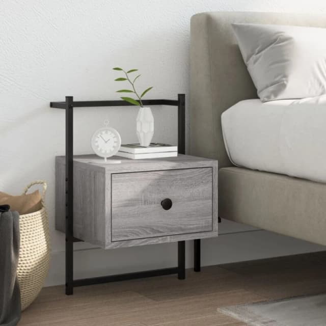 Vidaxl Bedside Cabinet Wall-mounted Grey Sonoma 35X30X51cm Engineered Wood, Grey 833449