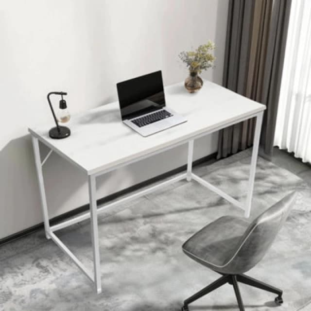 House Of Home Computer Desk With White Metal Frame - Versatile Gaming Desk, And Dressing Table For Home And Office 120Cm