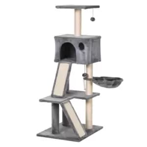PawHut Cat Climbing Activity Tree with Condo - Grey