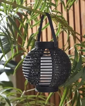 Cotton Traders Solar Flaming Lantern in Black