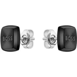 Gents BOSS Yann Black IP Square Earrings