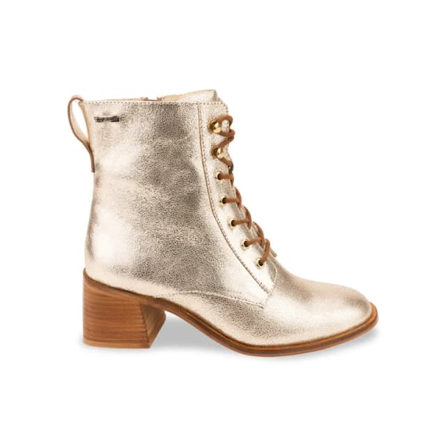 LES TROPEZIENNES PAR M.BELARBI Fifi Leather Ankle Boots with Laces Cracked Golden Women 36 (3.5);37 (4)