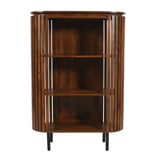 Indian Hub Slatted Mango Wood Bookcase- Medium High