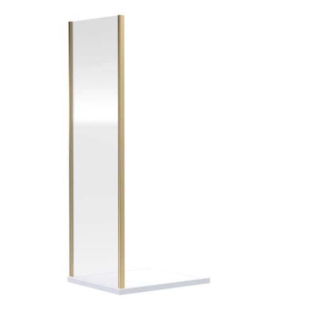 Balterley Safety Glass Reversible Shower Side Panel Brushed Brass 6mm 900mm Bronze