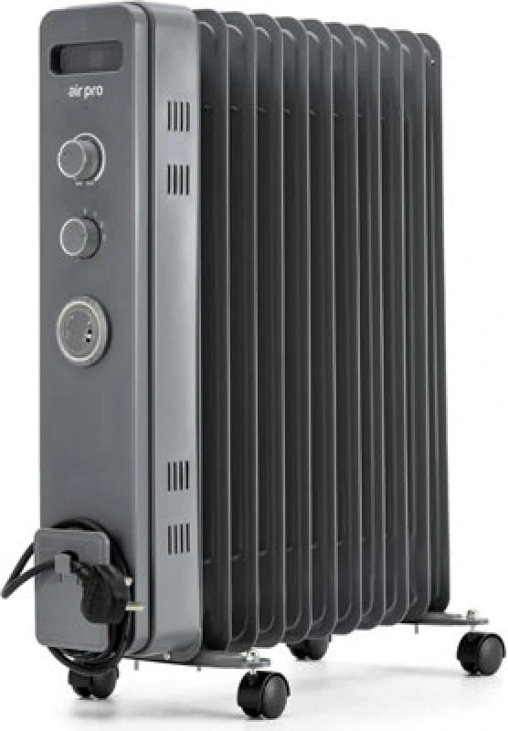 Air Pro Oil Filled 11 Fin Portable Electric Radiator Heater 2500W in Grey Grey Unisex