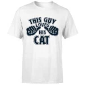 This Guy Loves His Cat T-Shirt - White - 3XL