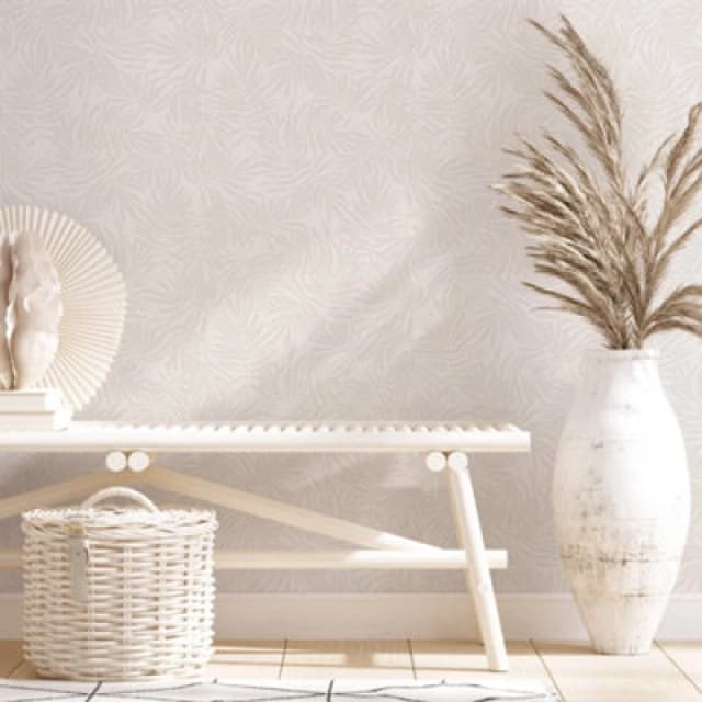 Galerie Industrial Effects Beige Floral Leaf Pearlescent Wallpaper Roll