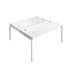 Telescopic Sliding 8 Person White Bench with Cable Port - 1400 X 800 - White Frame
