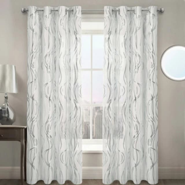 Velosso Swirls Eyelet Voile Panel - Silver