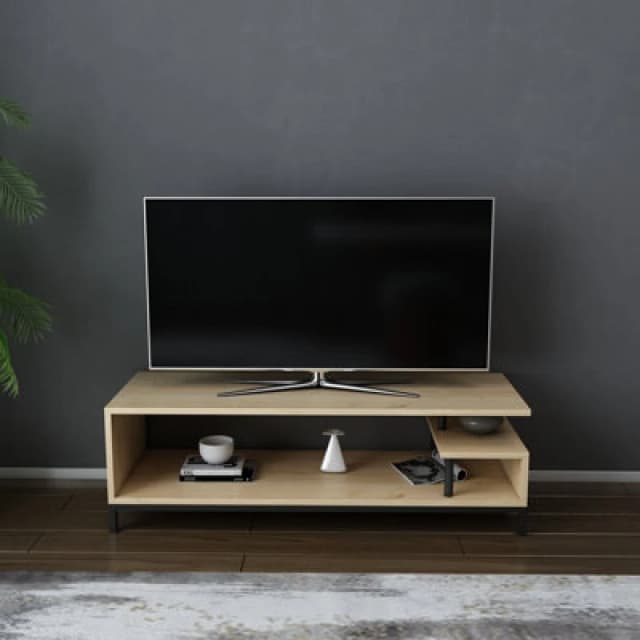 Decorotika Reilly TV Stand TV Unit For Tv's Up To 55" Black And Oak