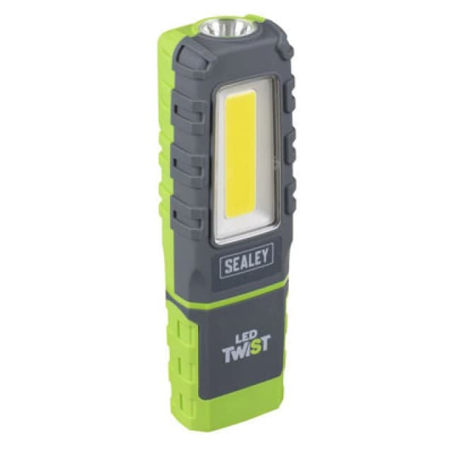 Sealey LED Twist Rechargeable Inspection Light 5W Cob & 1W SMD LED601G Colour: Green