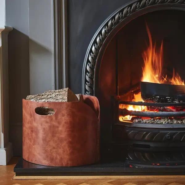 Tan Faux Leather Log Bucket Tan