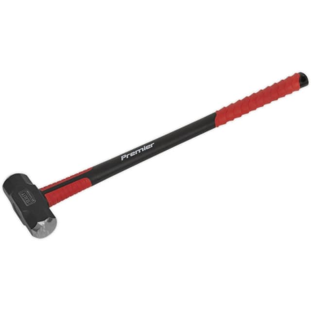 Loops 10lb Sledge Hammer - Fibreglass Handle - Rubber Grip - Fine Grained Carbon Steel Metallics