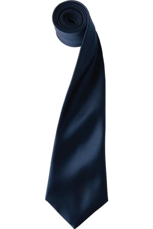 Premier Premier Colours Satin Tie in Navy Navy One Size Unisex 5063470723041