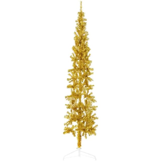 VIDAXL Vidaxl - Slim Artificial Half Christmas Tree with Stand Gold 180cm 8720287000945