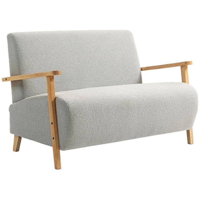 HOMCOM HOMCOM 2 Seater Sofa, Fabric Modern Loveseat for Living Room, Grey in Light Grey Light Grey 2 Seater Unisex 5063603078628