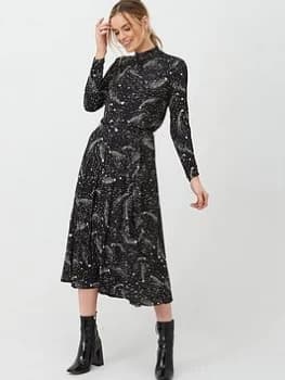 Oasis 2-in-1 Star Pleated Midi Dress - Mono, Mono Size M Women