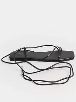 Long Tall Sally Strappy Flat Sandal - Black, Size 9, Women