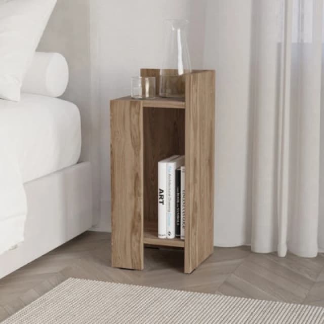 Decortie Elos Modern Narrow Bedside Table Right Module 25X25X60Cm Nightstand For Bedroom, Whiskey Oak