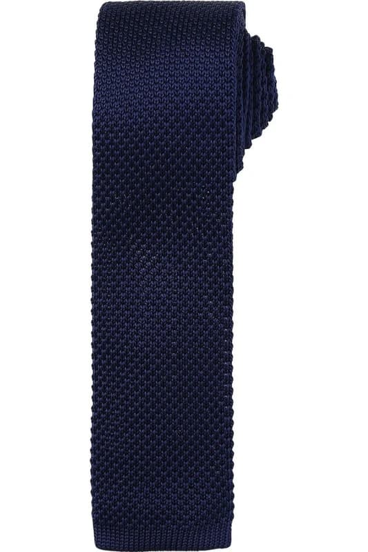 Premier Premier Slim Knitted Tie in Navy Navy One Size Unisex 5063425961412