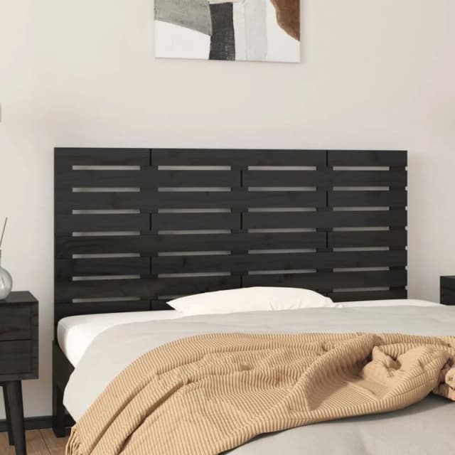 VIDAXL Wall Headboard Black 126x3x63cm Solid Wood Pine Vidaxl 8720845684501