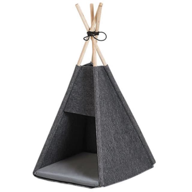 Beliani Scandinavian Pet Bed Ulubey Felt Dark Grey