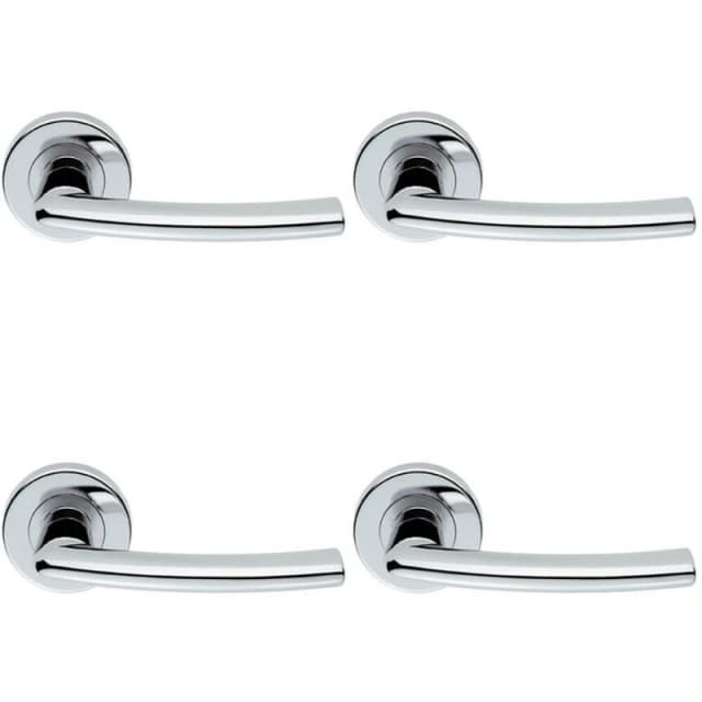 Loops 4x PAIR Oval Shaped Curved Bar Handle Concealed Fix Round Rose Polished Chrome Multi