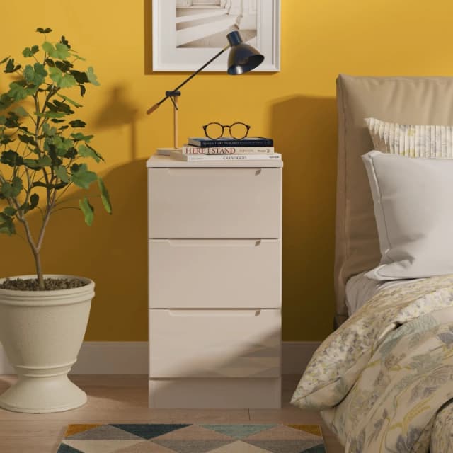 Ready Assembled 2 U Lucca 3 Drawer Bedside Cabinet (Ready Assembled) in Taupe Unisex