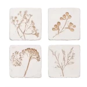 Flower Imprint Coasters Set of 4