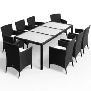 8 Seat Poly Rattan Garden Dining Set Bali Black