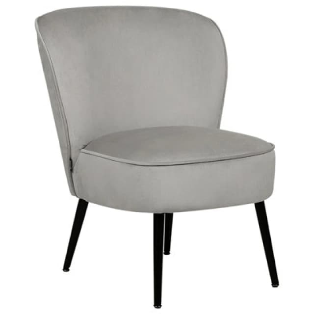 Beliani Velvet Armchair Light Grey Voss