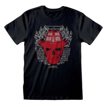 Nightmare On Elm Street - Skull Flames Unisex Large T-Shirt - Black