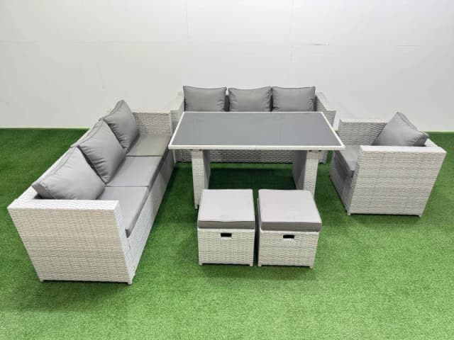 Fimous Patio Garden Furniture Sets with 2 Small Stool Light Grey Light Grey Unisex