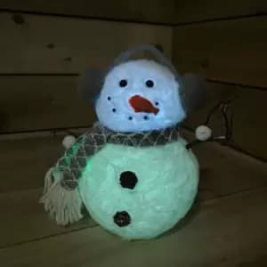 26cm Battery Operated Christmas Lit Colour Changing Snowman - Festive