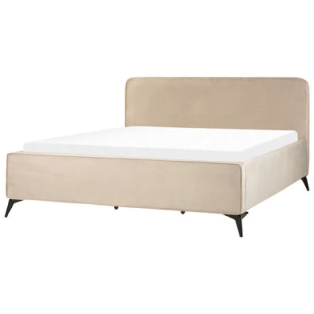 Beliani Bed Velvet Valognes 180 X 200 Cm (Eu Super King) Taupe