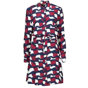 Tommy Hilfiger VISCOSE KNEE SHIRT DRESS LS womens Dress in Multicolour - Sizes FR 34,FR 36,FR 38,FR 40,FR 42,FR 44