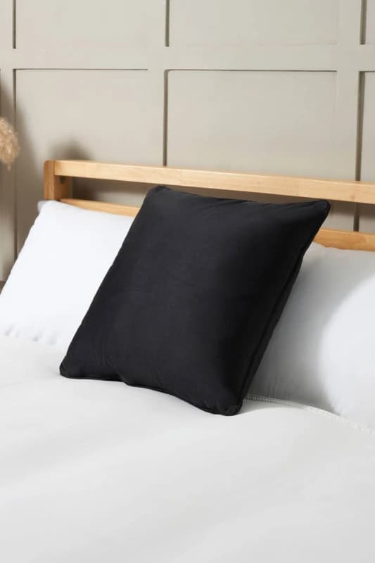 BHS Small Velour Piped Cushion in Black Unisex