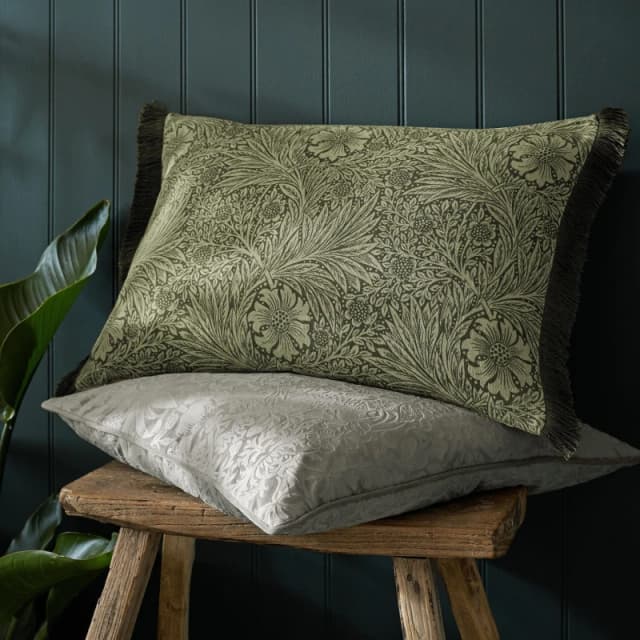William Morris At Home Marigold Cushion, 40x60cm, Olive