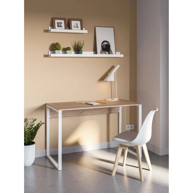 Decortie Inna' Modern Work Table with Sturdy Black Metal Legs 110cm in Natural Size: 1 Pack Natural Unisex 1 Pack