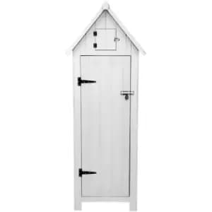 Monster Shop - Wooden Garden Storage Shed White Tool Organiser Cabinet Beach Hut - White