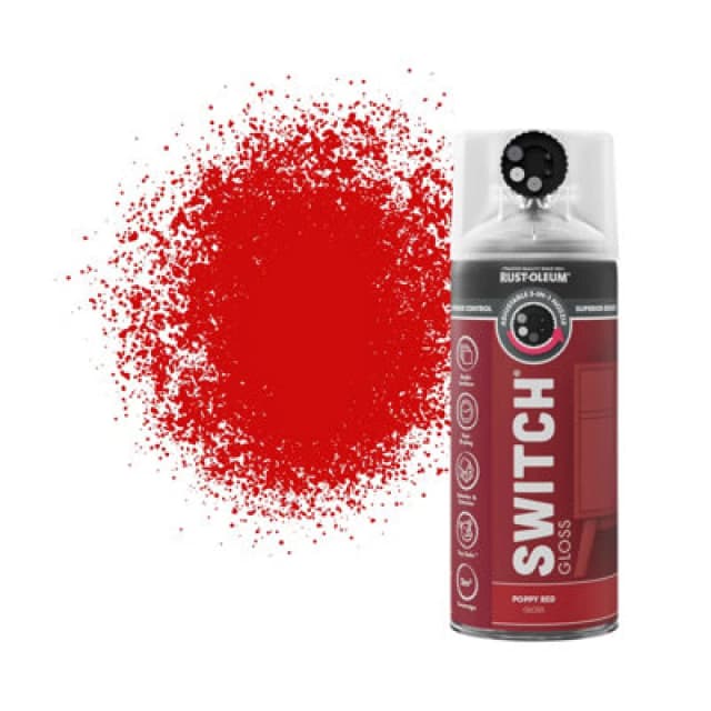 RUST-OLEUM Rust-Oleum Switch Spray Paint 400ml - Gloss - Poppy Red AE0725400UK