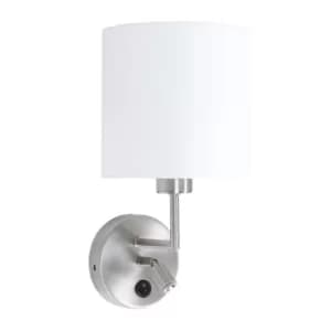 Norwegian Wall Lamp with Shade Steel Brushed, Linen Fabric