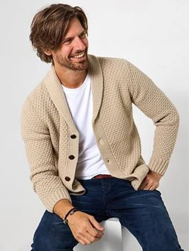 Joe Browns Joe Browns Men Winter Shawl Knit Cardigan in Cream Size: Small Cream S Male 5059953343479