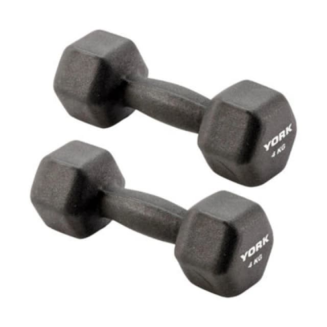 York Neoprene Hex Dumbbells - Durable 2 X 4Kg Set For Home And Gym Workouts