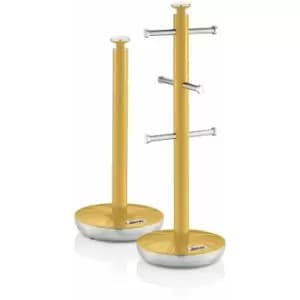 Swan Towel Pole and Mug Tree Set Yellow - YELLOW