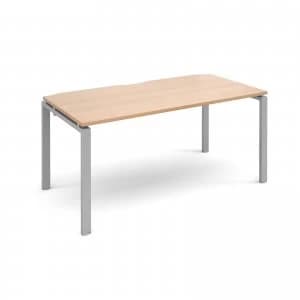 Adapt II Starter Unit Single 1600mm x 800mm - Silver Frame Beech top